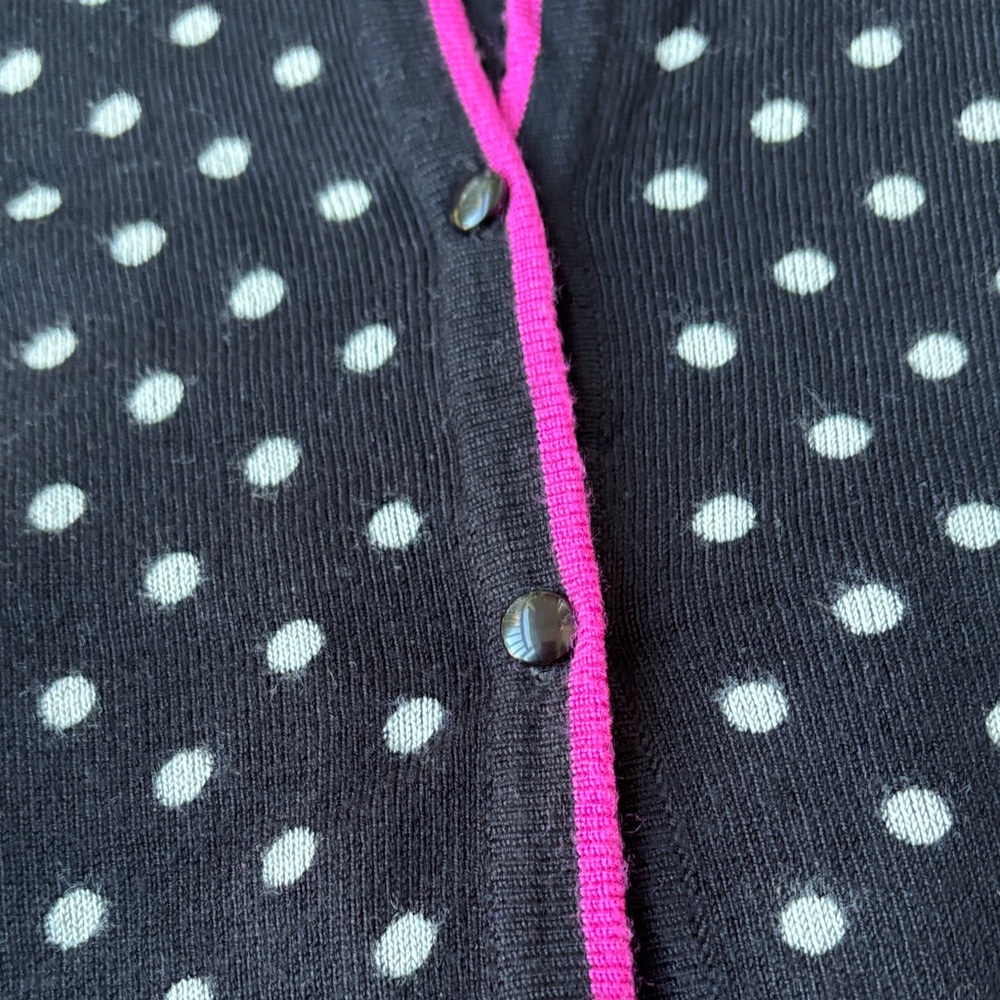 GNW Black Cardigan with White Dots and Pink Accents - Picture 4 of 9